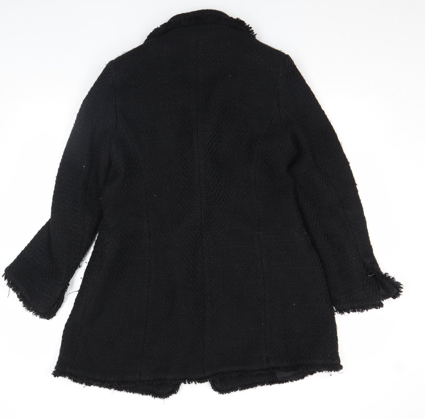ZARA Womens Black Medium Wool Blend Double-Breasted Coat