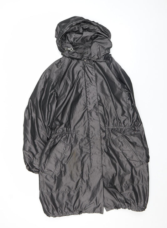 Jigsaw Women's Black Hooded Long Parka Jacket Size 12
