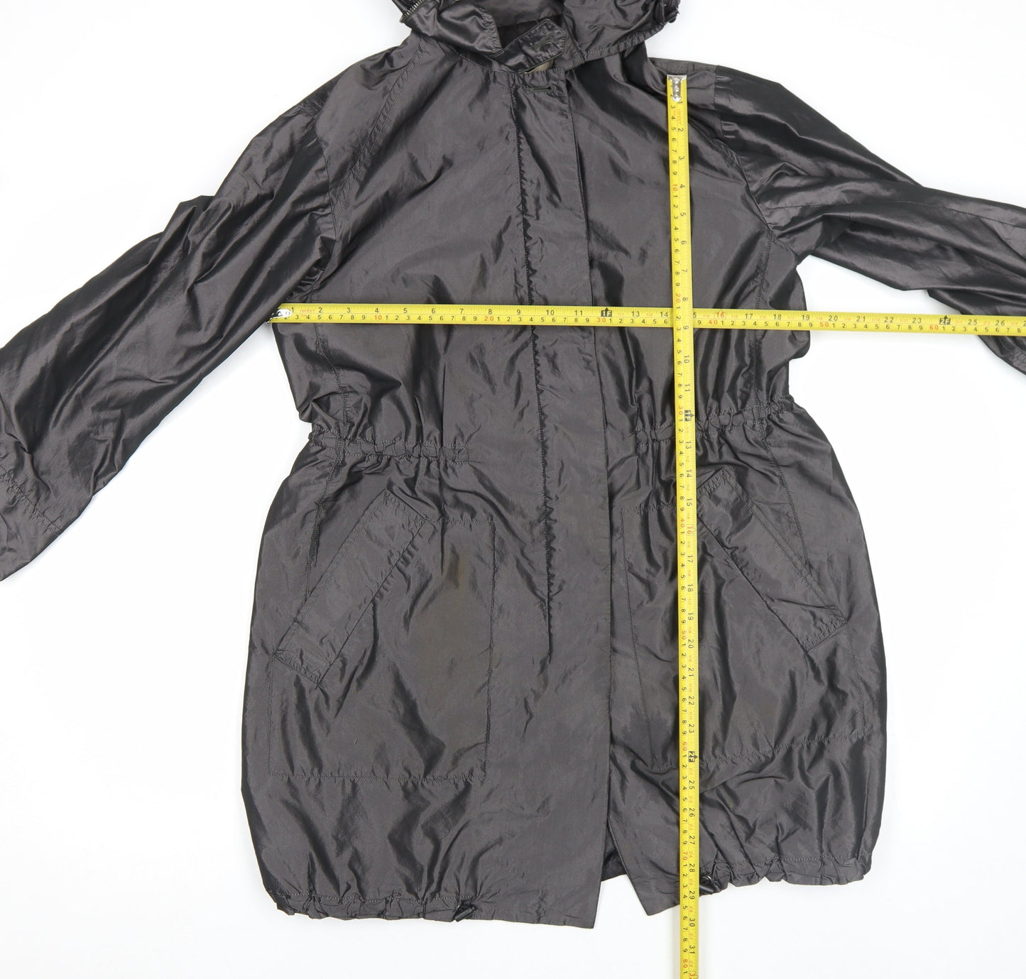 Jigsaw Women's Black Hooded Long Parka Jacket Size 12