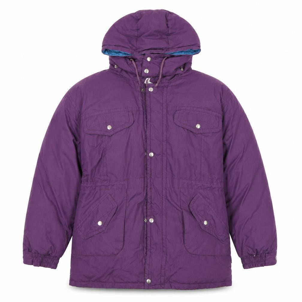 Swan Womens Purple Hooded Puffer Jacket L Down Feel Winter Coat
