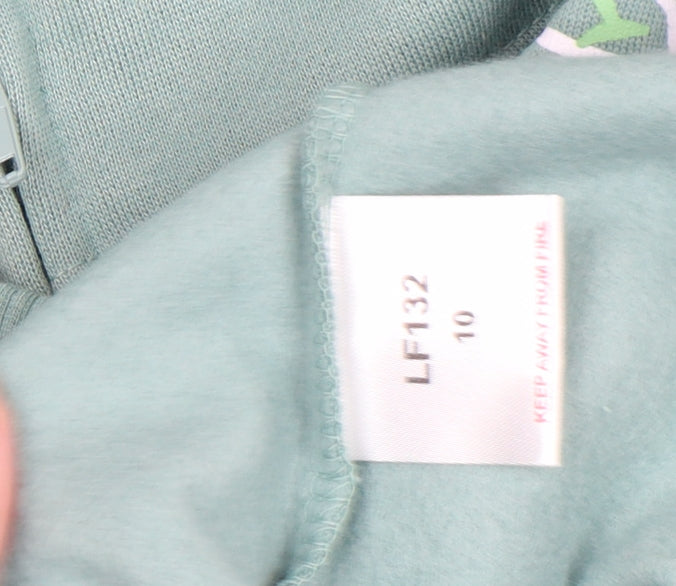 Amber Womens Green Size 10 Full Zip Sweatshirt with Floral Print