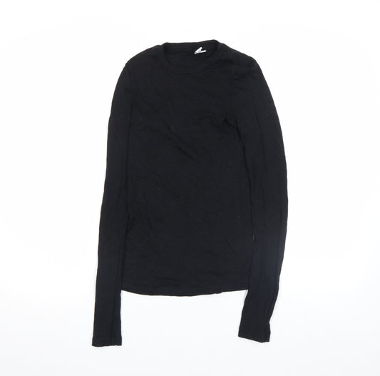 & Other Stories Women's Black XS Slim Long Sleeve Basic Cotton T-Shirt