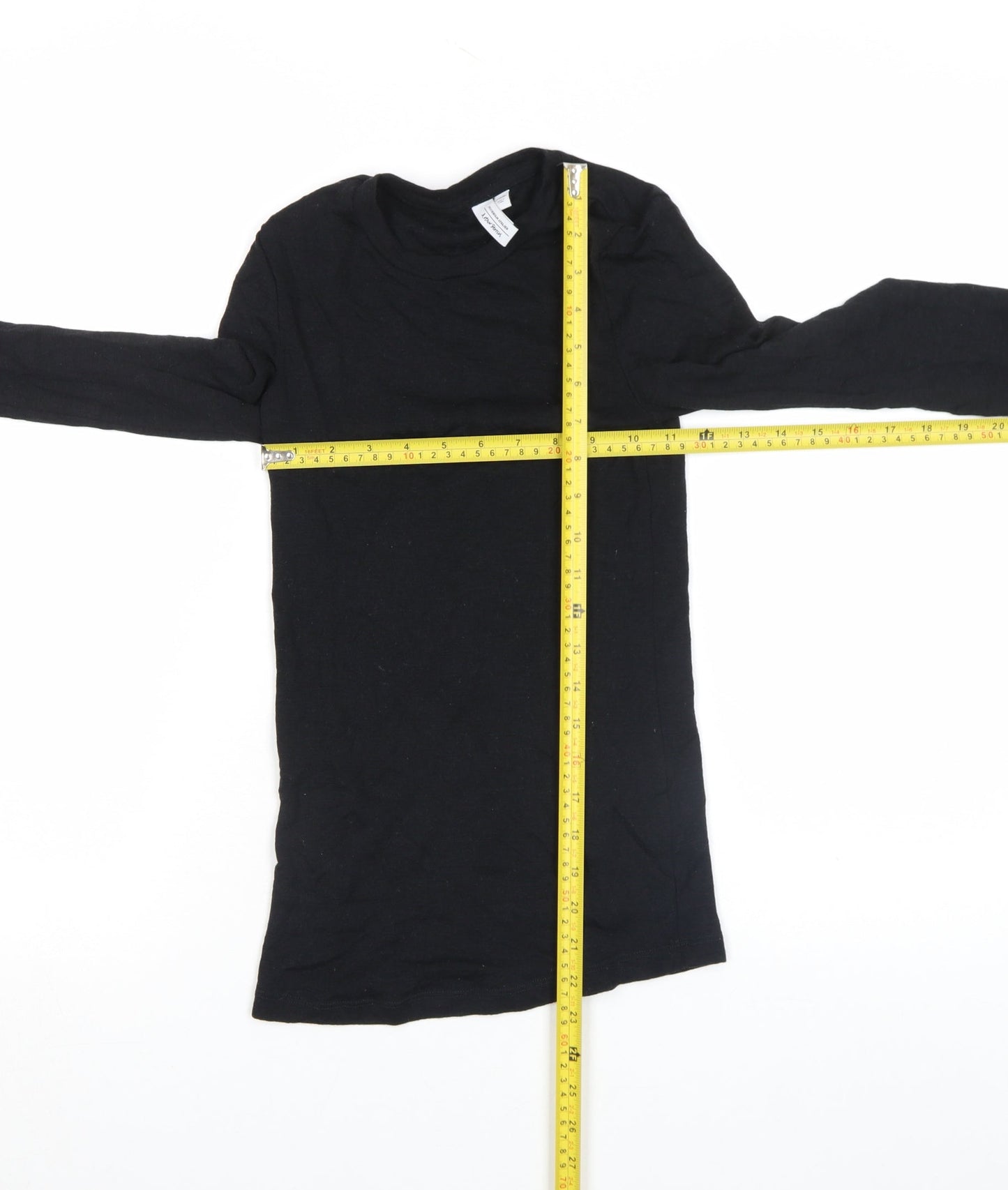 & Other Stories Women's Black XS Slim Long Sleeve Basic Cotton T-Shirt