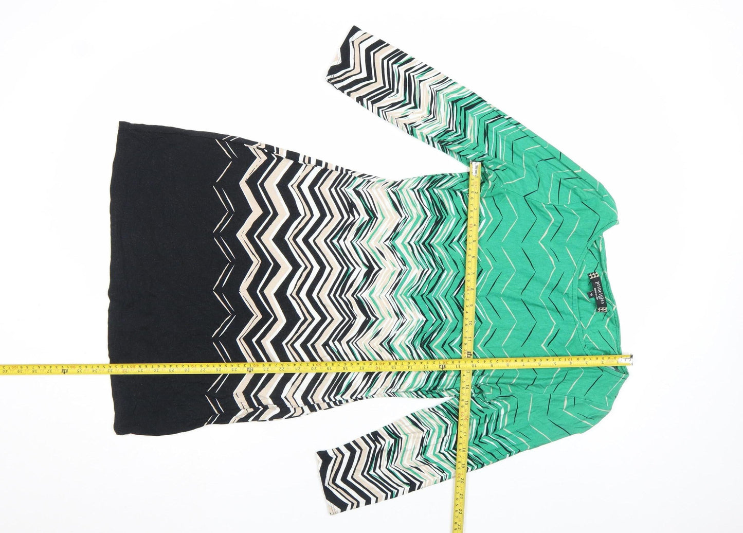 Principles by Ben de Lisi Women’s Green Chevron Shift Dress Size 10