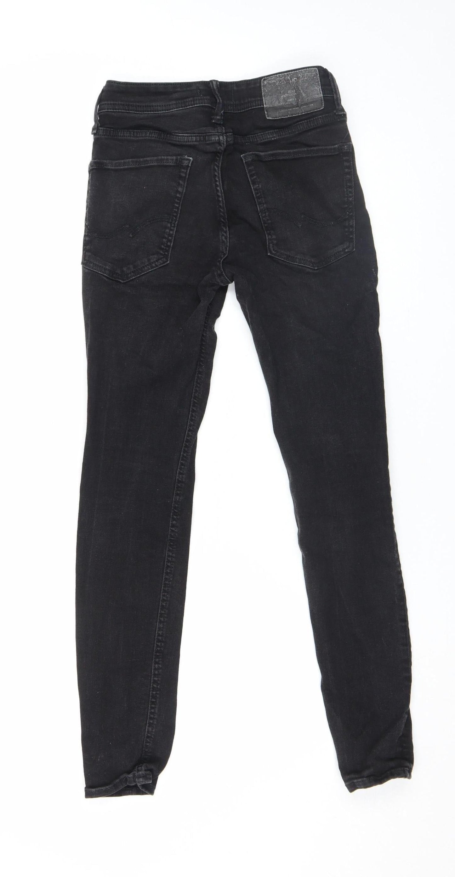Jack & Jones Mens Black Skinny Liam Jeans 28W 30L Slim Fit Denim