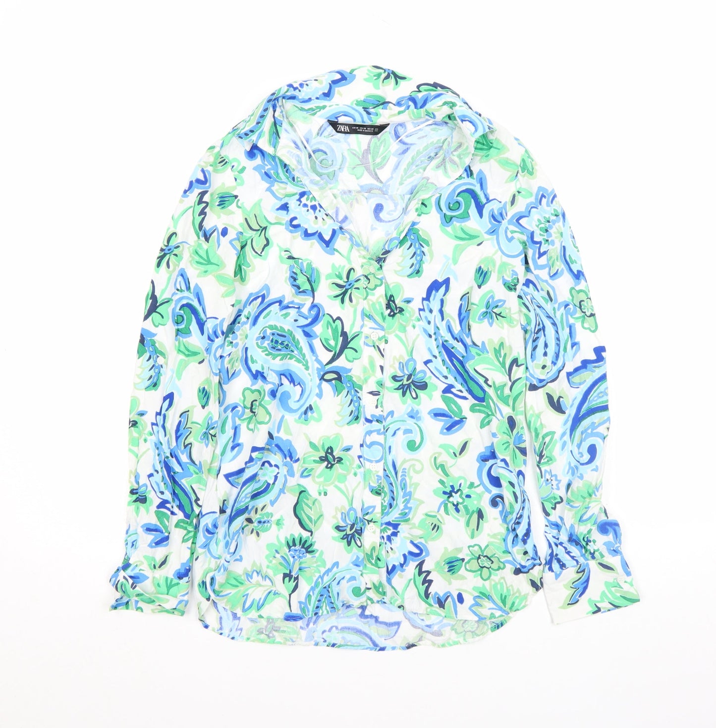Zara Womens Multicoloured Paisley Viscose Button-Up Shirt XS