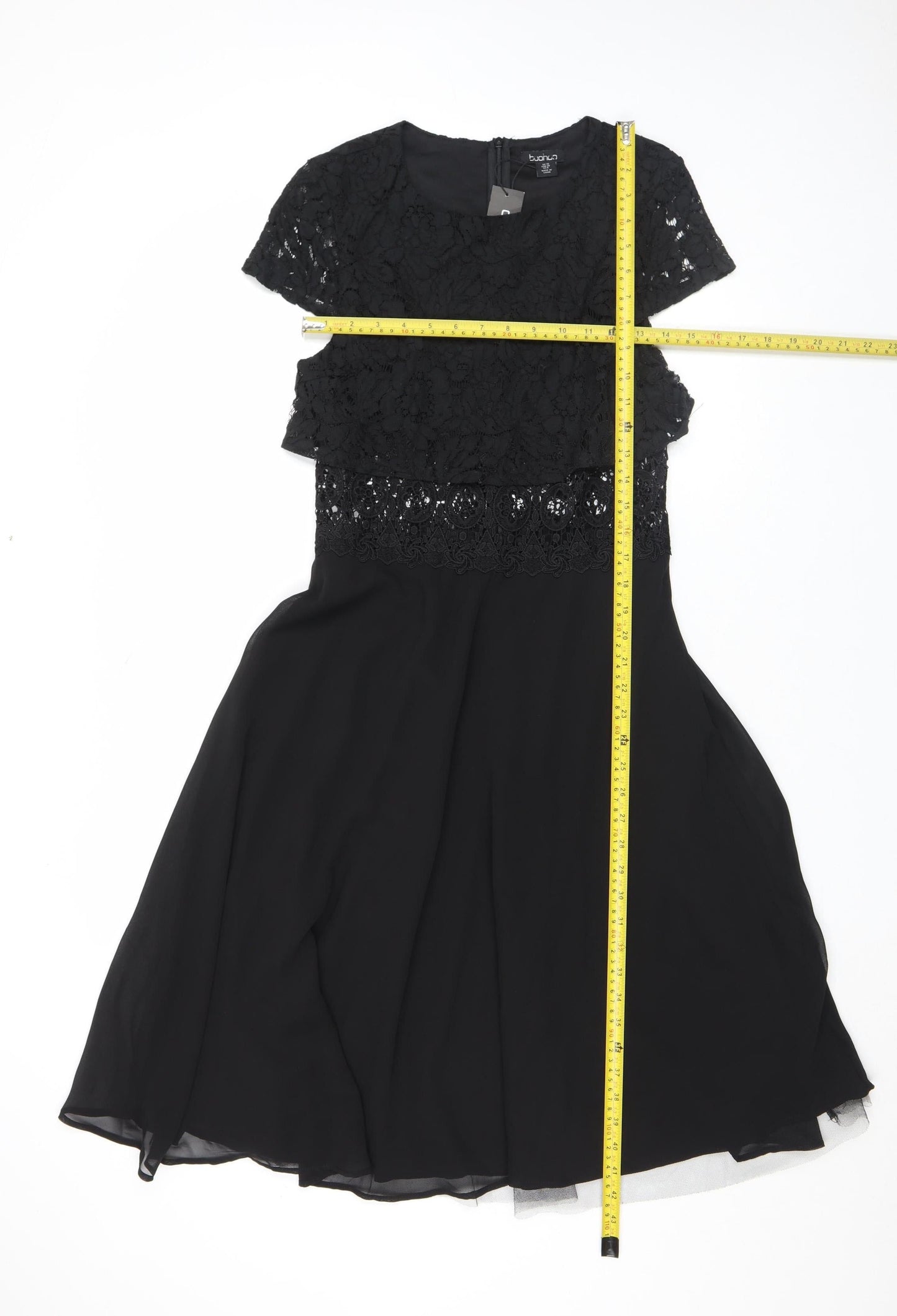 Boohoo Women's Black Lace Fit & Flare Dress Size 10