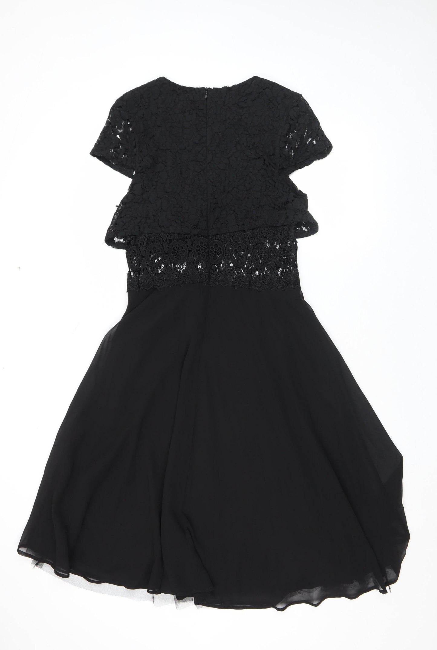 Boohoo Women's Black Lace Fit & Flare Dress Size 10