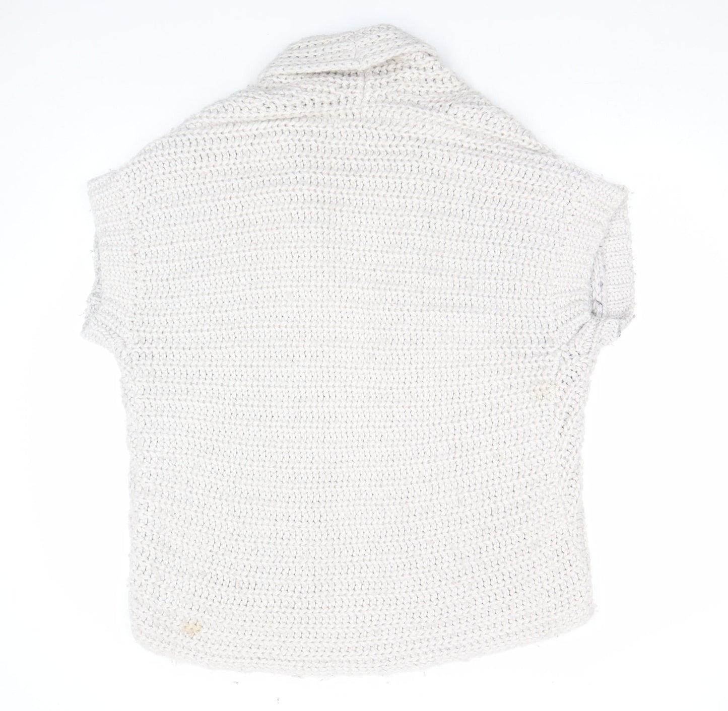 ZARA Women Ivory Chunky-Knit Short Sleeve Open Cardigan M