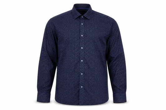 Viadi Polo Men's Navy Blue Slim Fit Long Sleeve Button-Up Shirt XL