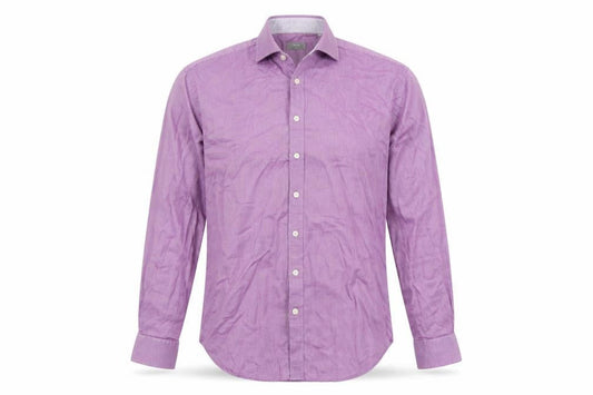 Jaeger Men's Purple Slim Fit Long Sleeve Cotton Button-Up Shirt Size 16