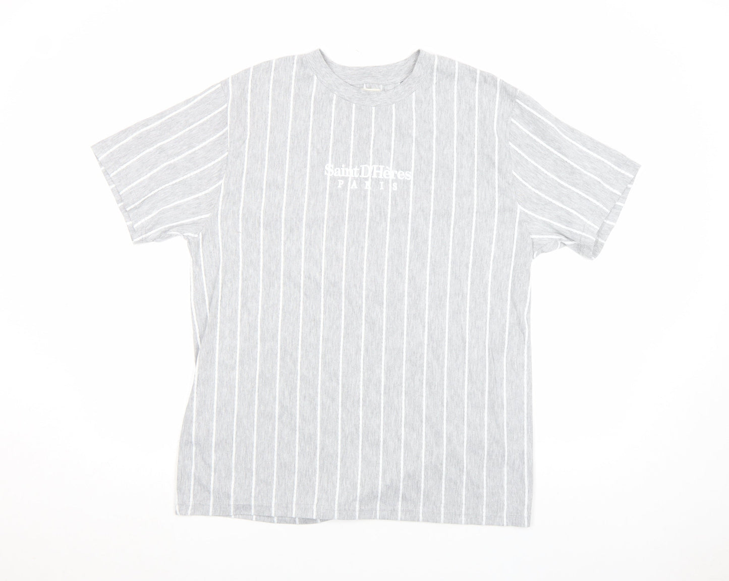 River Island Men’s Grey Striped Crew Neck T-Shirt Size L