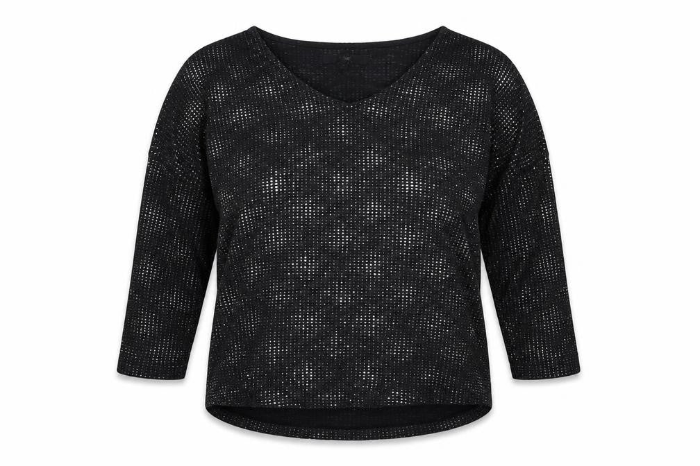 Next Womens Black Viscose Blend 3/4 Sleeve V-Neck Top Size 6