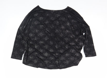 Next Womens Black Viscose Blend 3/4 Sleeve V-Neck Top Size 6
