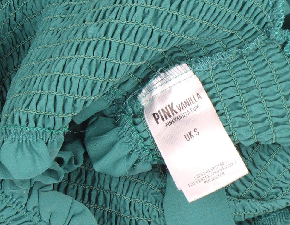 Pink Vanilla Women’s Green Off Shoulder Cropped Blouse UK S
