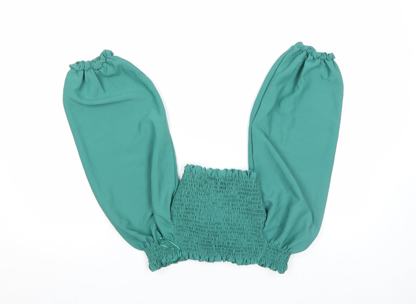 Pink Vanilla Women’s Green Off Shoulder Cropped Blouse UK S