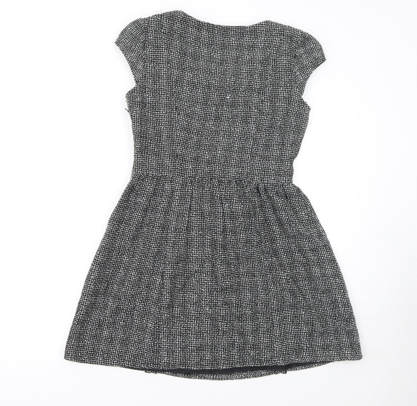 Atmosphere Women's Black Tweed A-Line Short Sleeve Dress Size 10