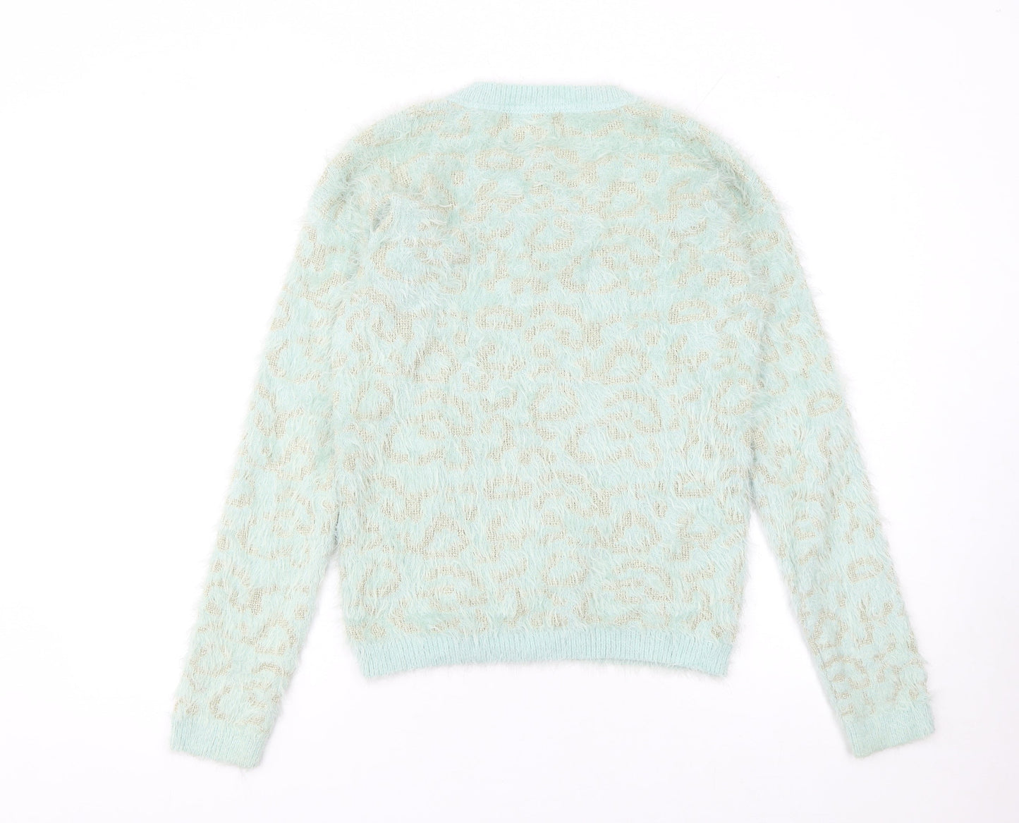 Papaya Women Blue Animal Print Fuzzy Knit Jumper Size S