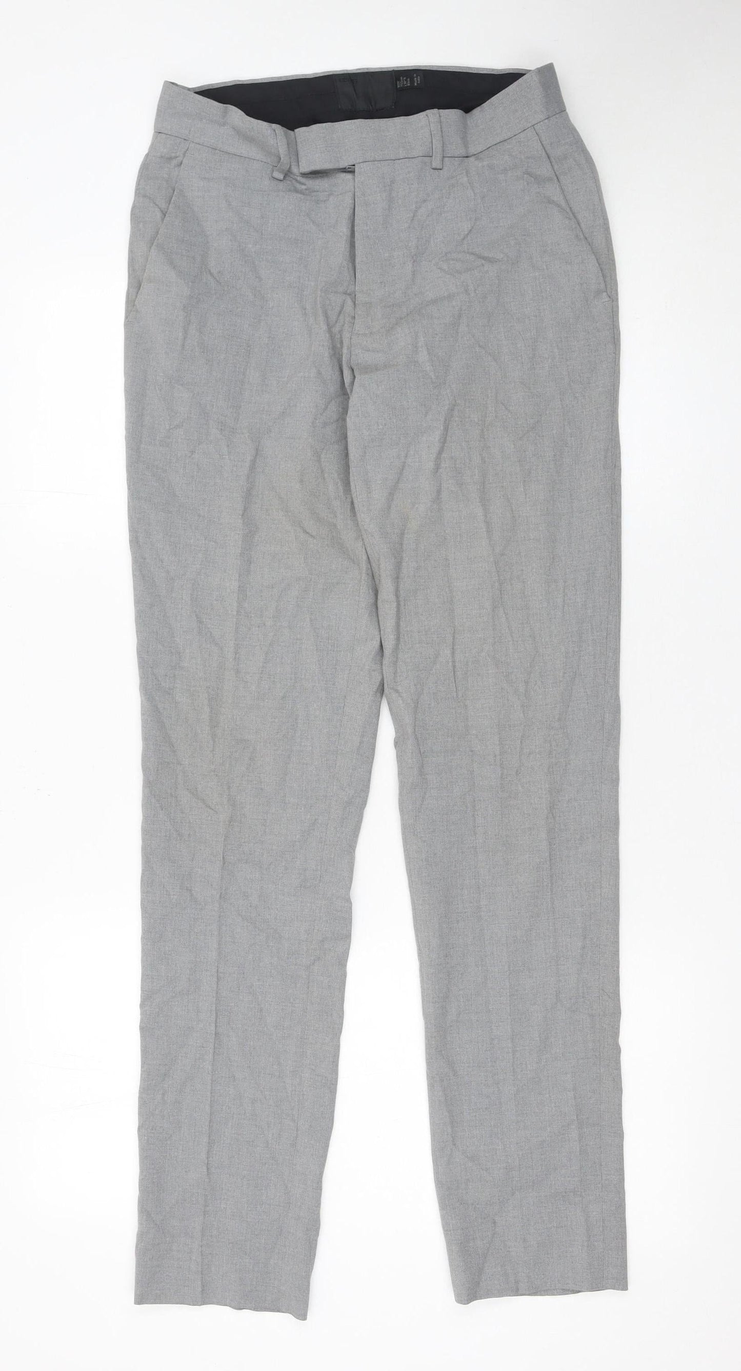 ASOS Men's Grey Slim Fit Skinny Trousers 29W 32L Polyester Blend