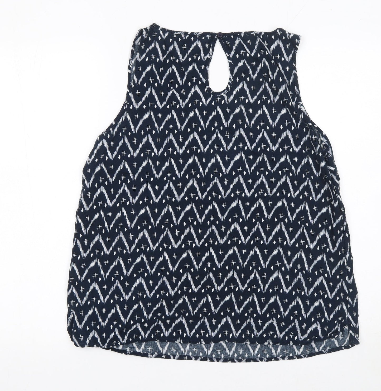 ONLY Women Blue Geometric Sleeveless Camisole Top Size 12