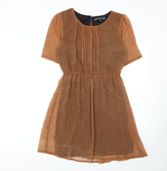 Mela Loves London Women Brown Short Fit & Flare Dress Size 10