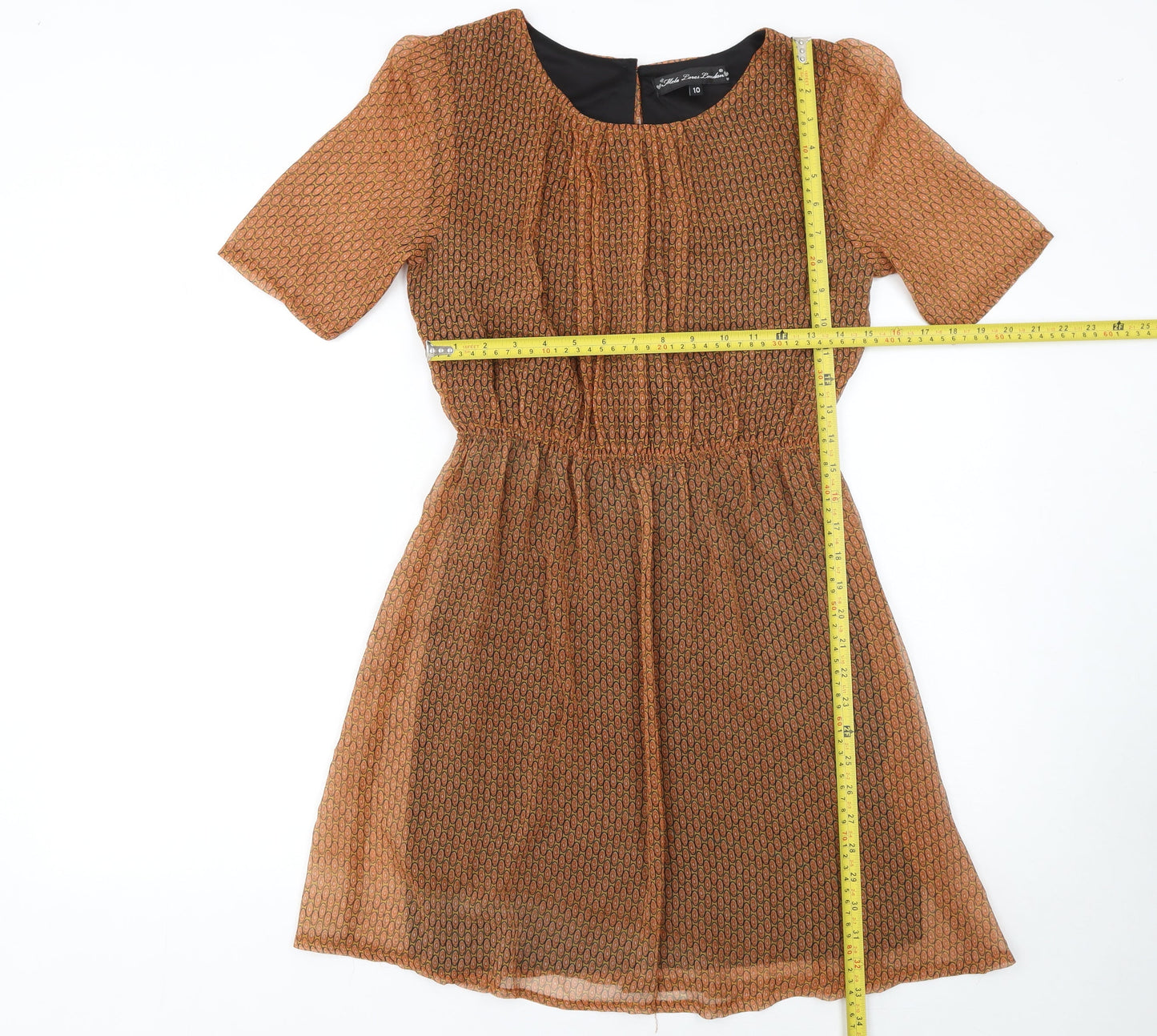Mela Loves London Women Brown Short Fit & Flare Dress Size 10