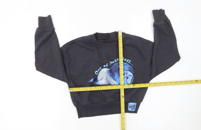 Back view of Primark girls’ black inside out sadness pullover sweatshirt 9-10 years