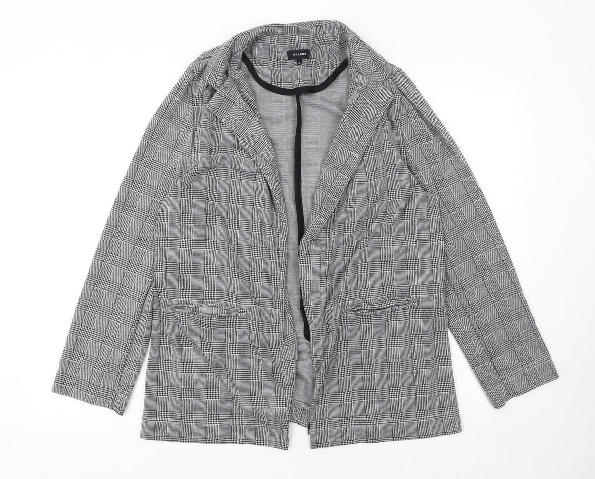 New Look Women's Grey Check Single-Breasted Blazer Size 16