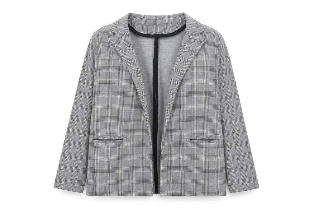 New Look Women's Grey Check Single-Breasted Blazer Size 16