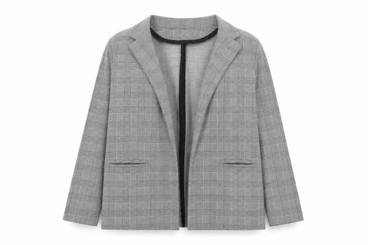 New Look Women's Grey Check Single-Breasted Blazer Size 16