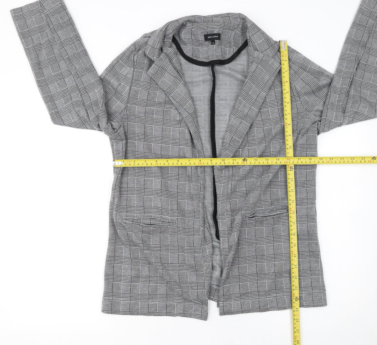 New Look Women's Grey Check Single-Breasted Blazer Size 16