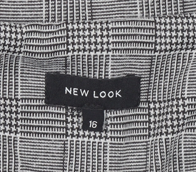 New Look Women's Grey Check Single-Breasted Blazer Size 16