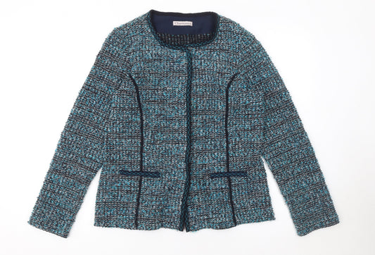 Charmance Women’s Blue Knit Cardigan UK 14 Round Neck Long Sleeve