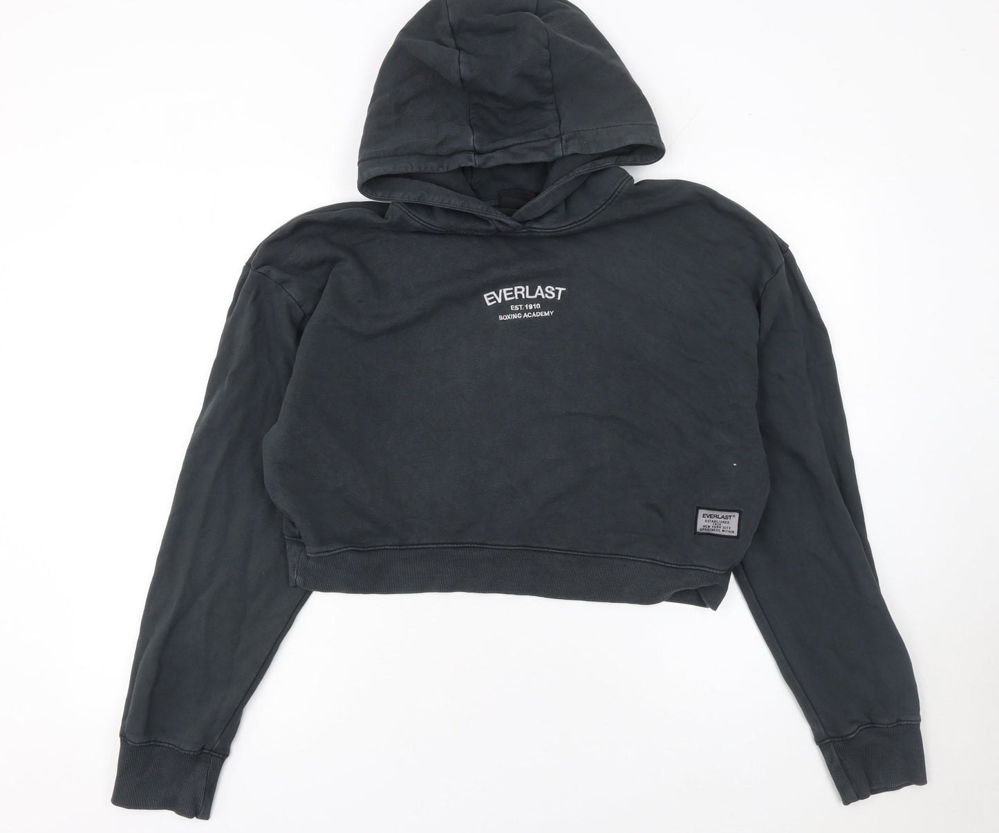 Everlast Womens Black Cropped Hoodie UK 12 Cotton Pullover