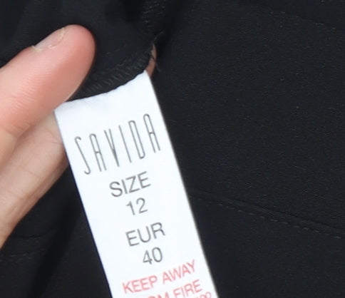 Savida Women's Black High Waist Pleated Trousers Size 12