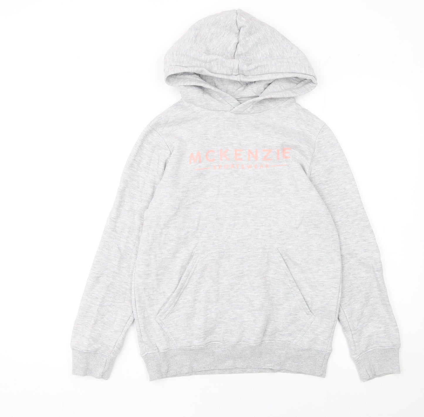 McKenzie Girls Grey Pullover Hoodie 12-13 Years Logo Fleece Sweatshirt