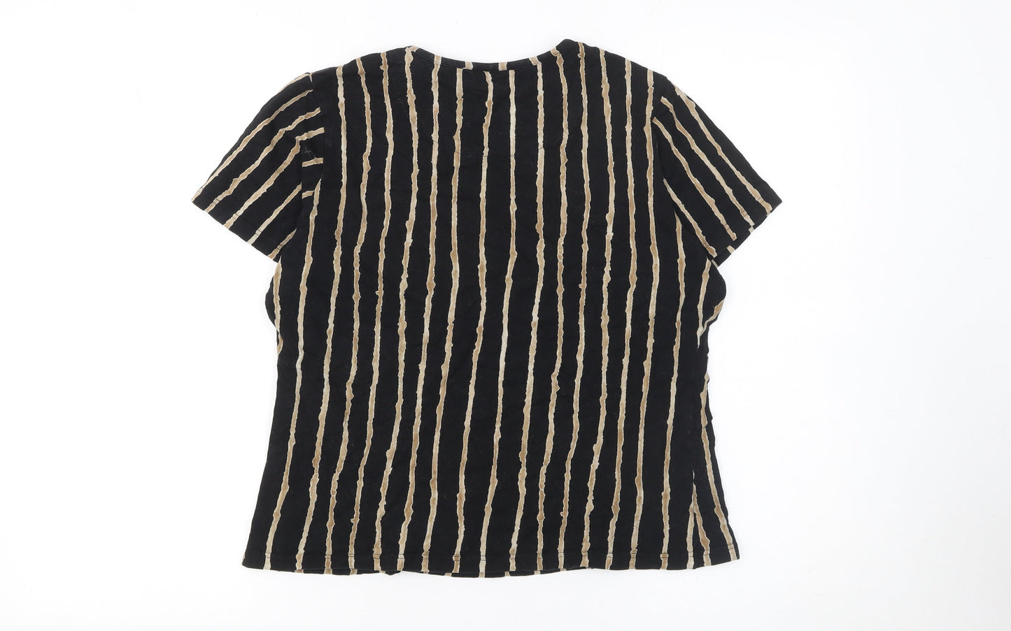 Jim Thompson Women’s Black Striped Silk Short Sleeve T-Shirt L