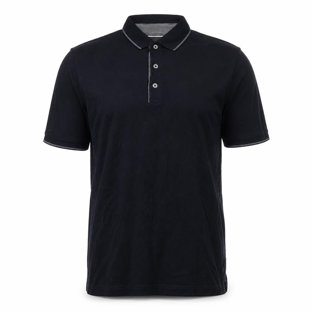 Bugatti Men's Black Cotton Polo Shirt Size L Short Sleeve Classic Fit