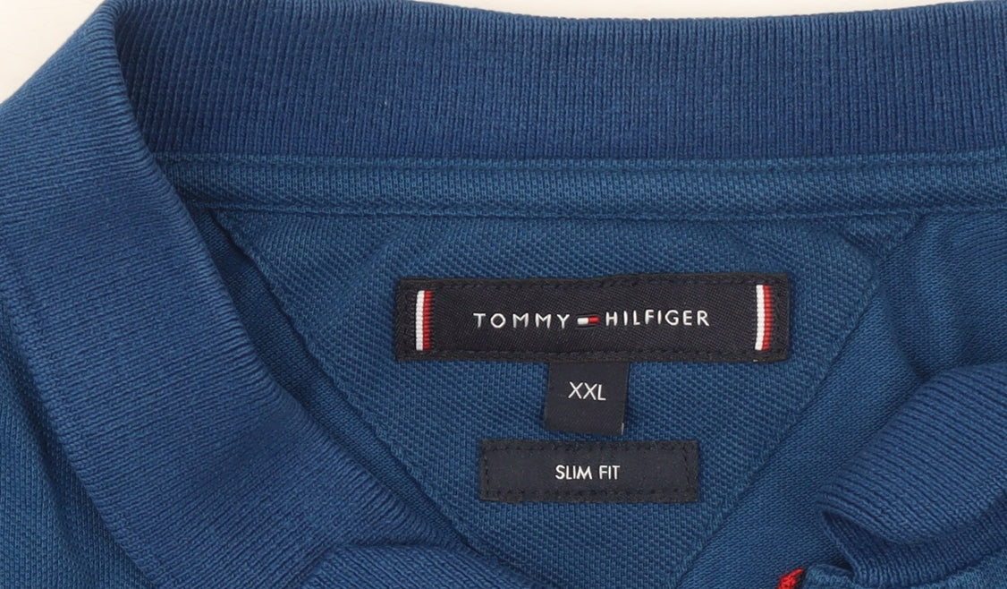 Tommy Hilfiger Men's Blue 2XL Slim Fit Cotton Polo Shirt