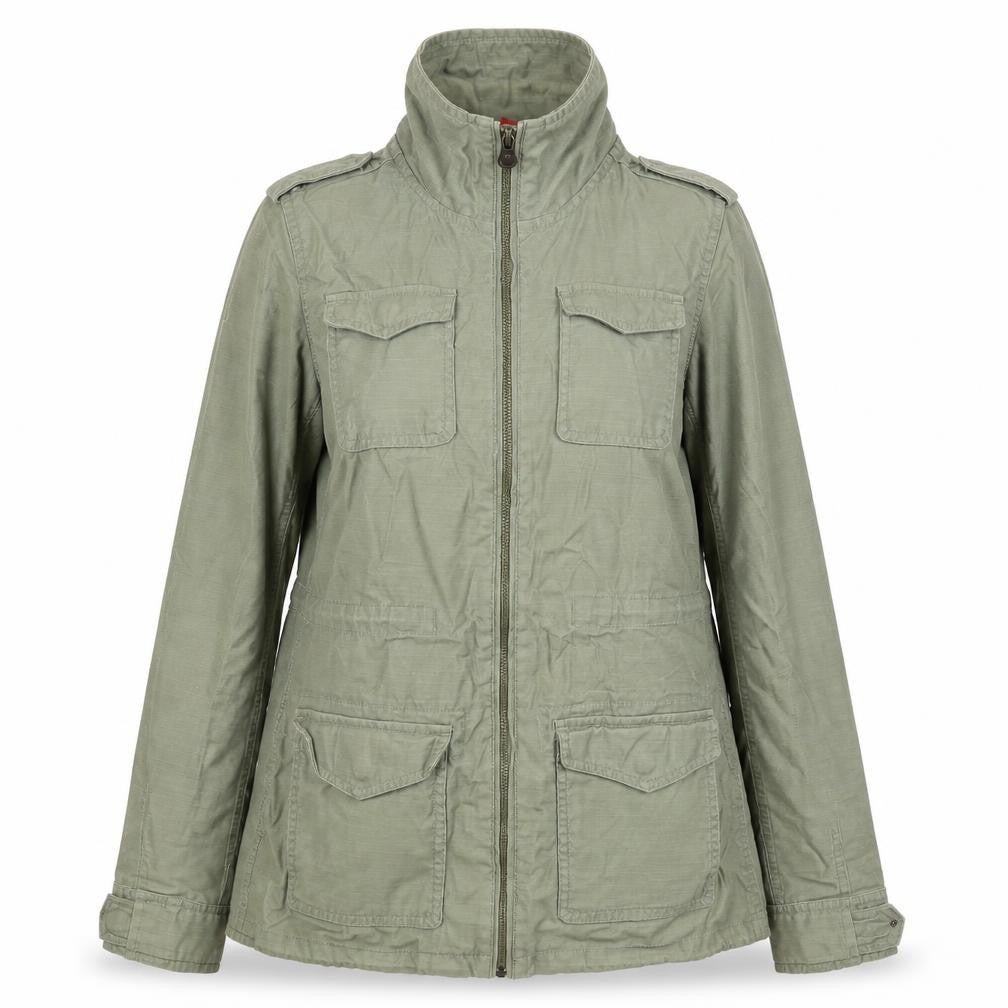H&M Women's Green Cotton Military Jacket Size 8 Regular