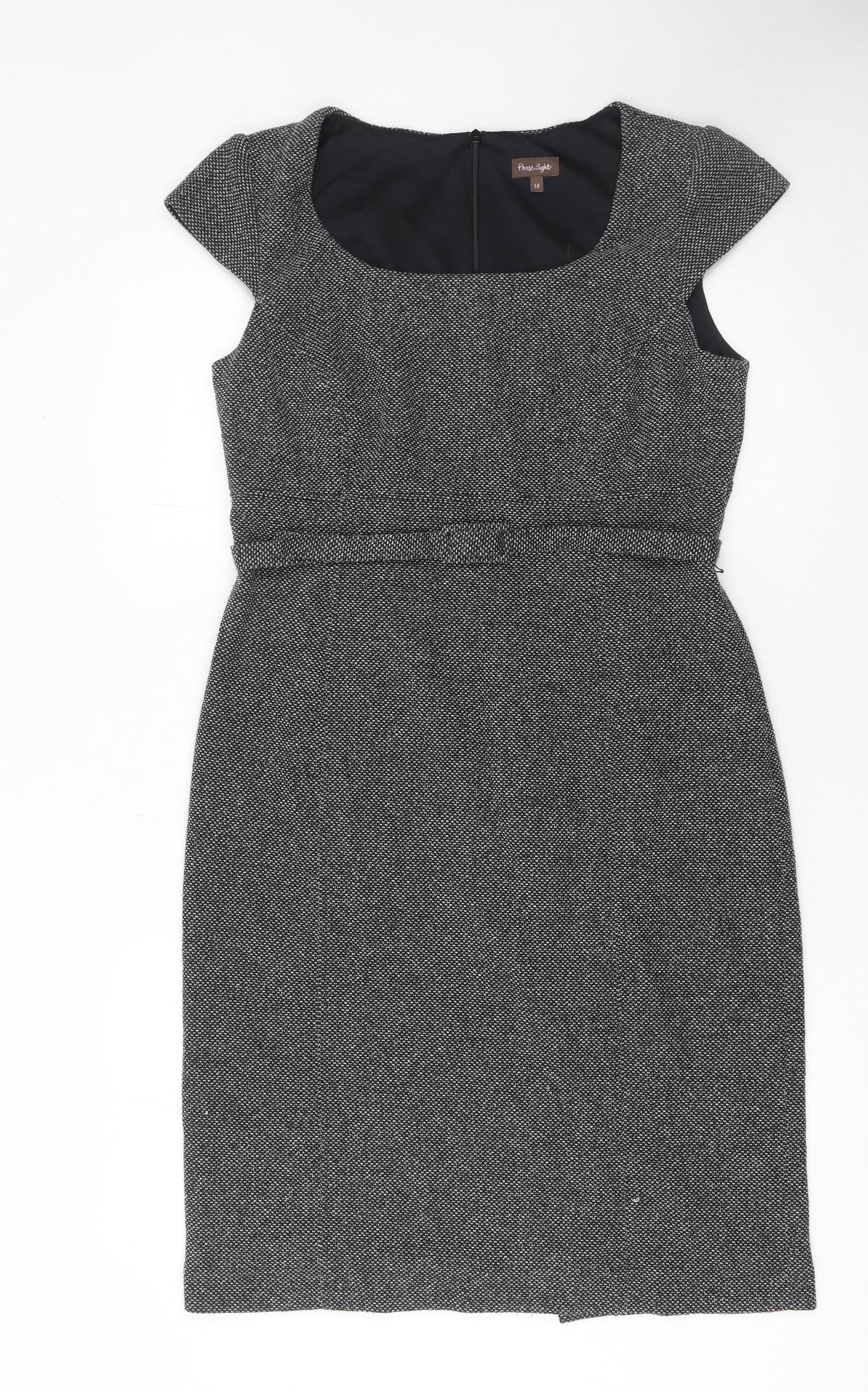 Phase Eight Women's Grey Knee Length Sheath Dress Size 14