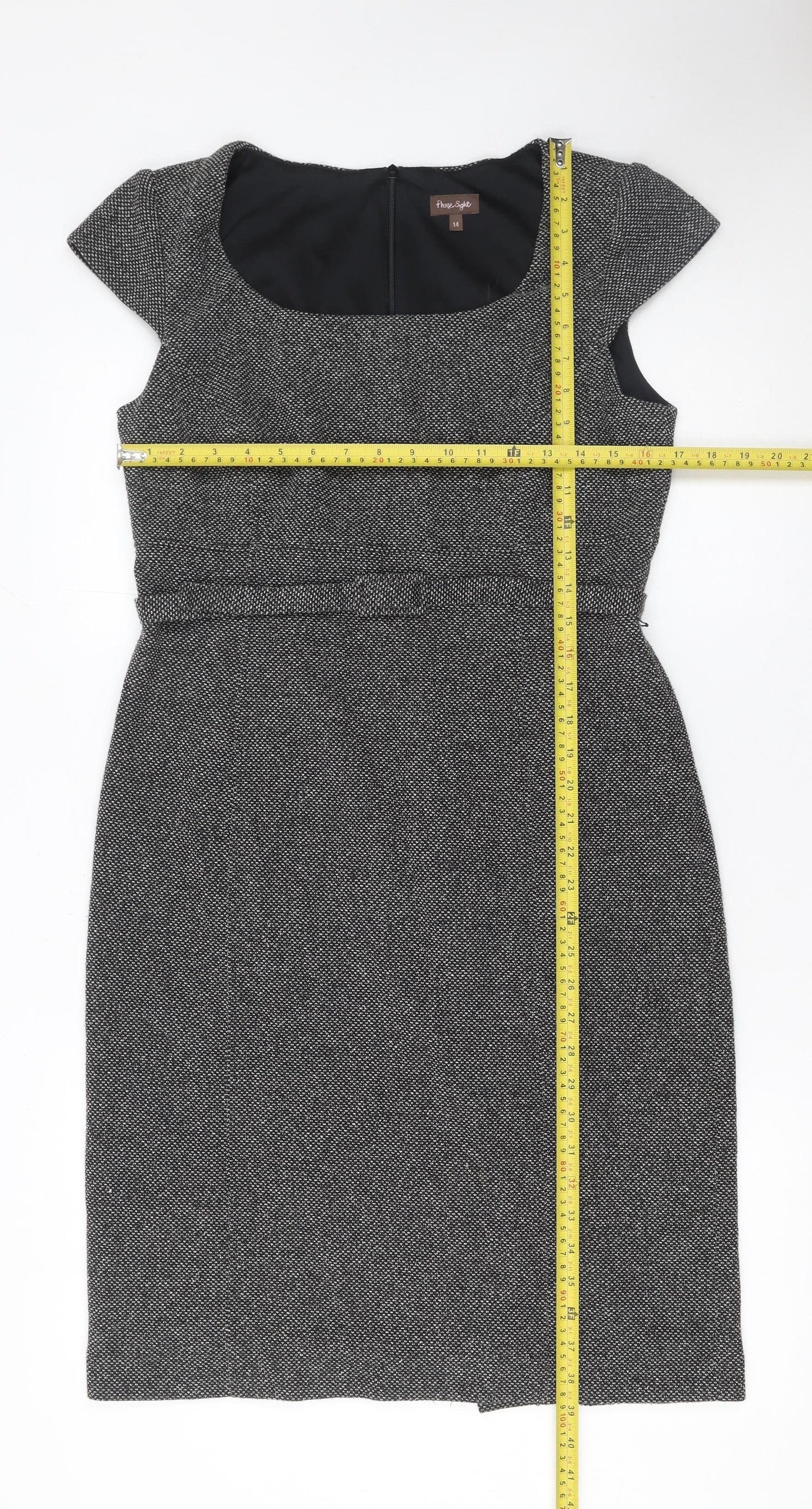 Phase Eight Women's Grey Knee Length Sheath Dress Size 14
