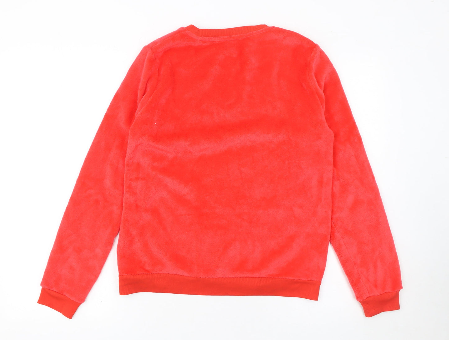 Savida Womens Red Fleece Sequin Animal Top Size 12 Winter