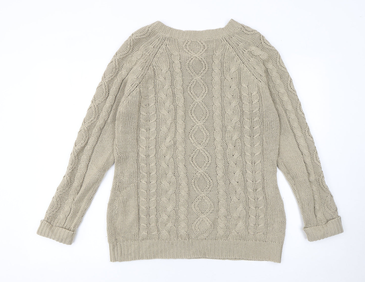Store Twenty One Women Beige Cable-Knit Acrylic Jumper Size M