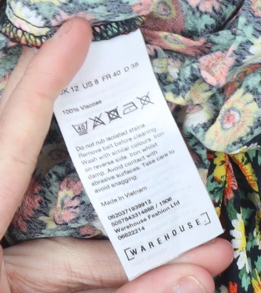 Warehouse Women’s Multicoloured Floral Fit & Flare Viscose Dress Size 12