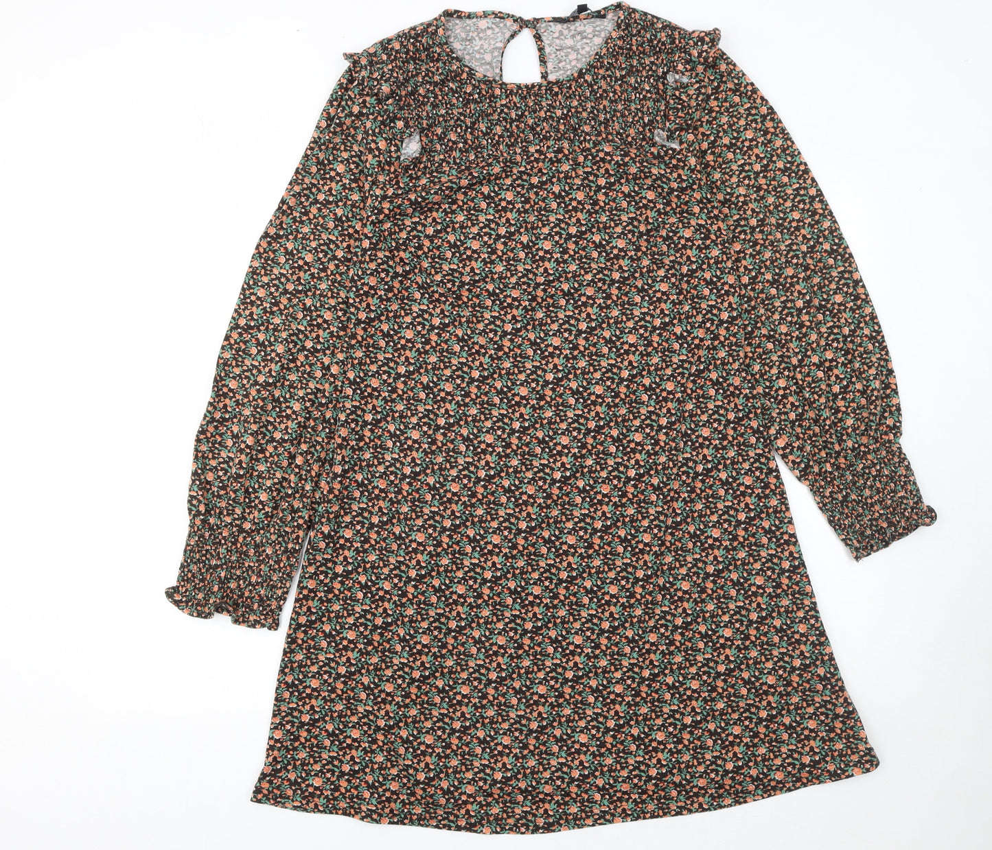 Peacocks Women’s Multicoloured Floral Shift Dress Size 12 Long Sleeve