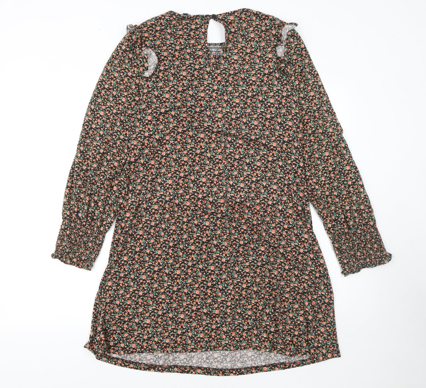 Peacocks Women’s Multicoloured Floral Shift Dress Size 12 Long Sleeve