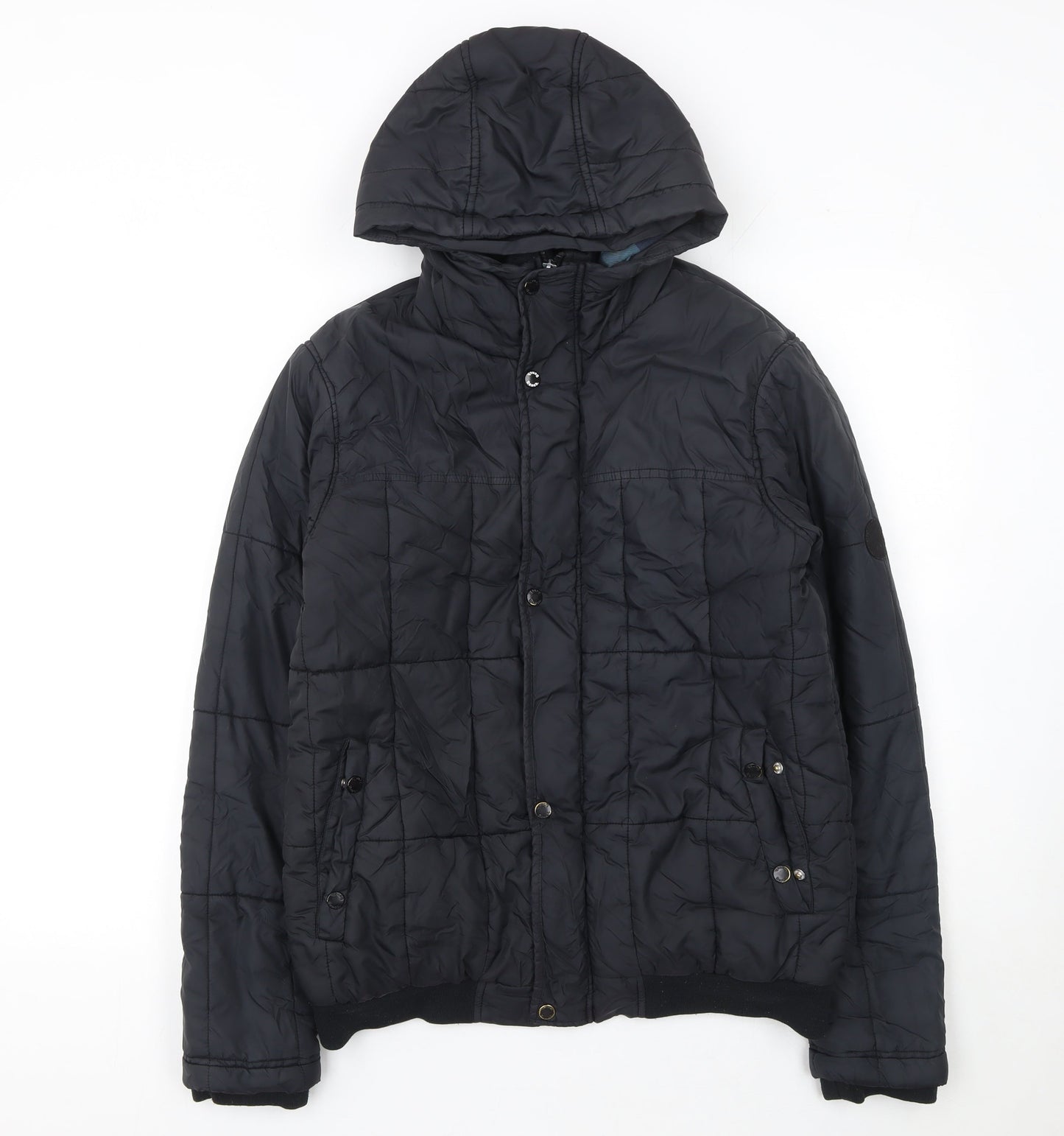 Bench Mens Black Hooded Puffer Jacket Size S Winter Coat