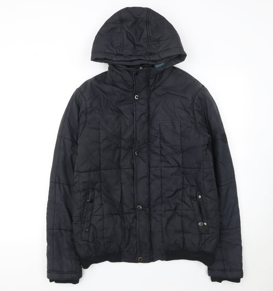 Bench Mens Black Hooded Puffer Jacket Size S Winter Coat