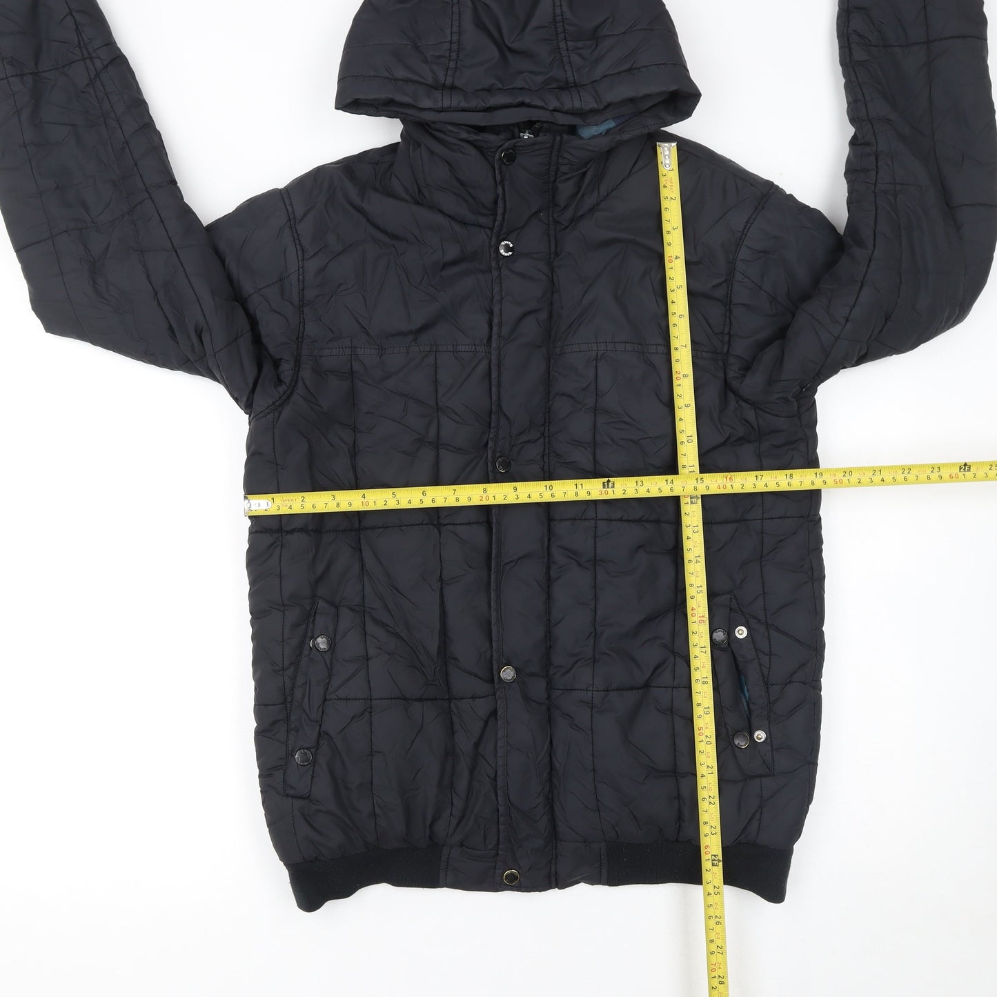 Bench Mens Black Hooded Puffer Jacket Size S Winter Coat